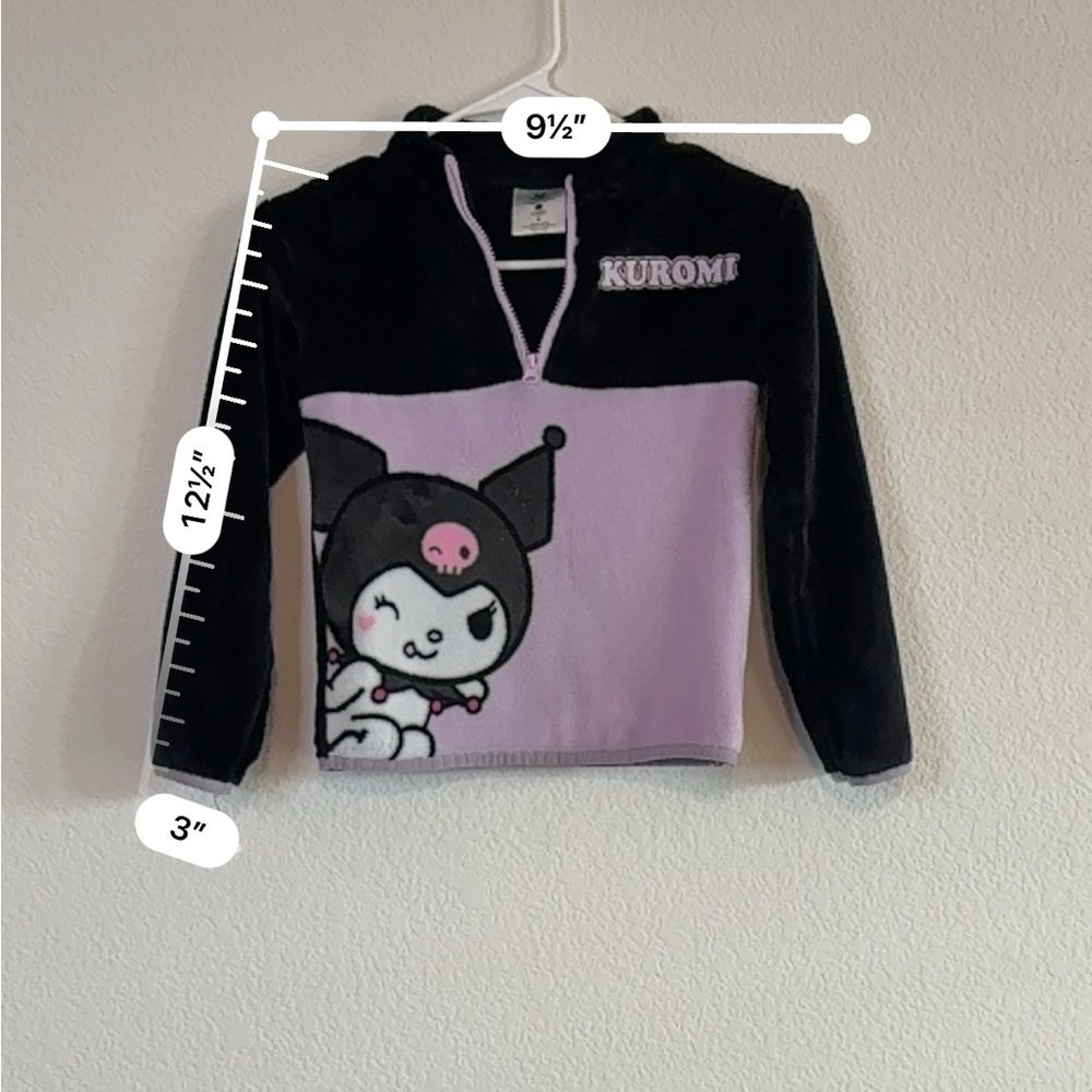 Sanrio Kuromi Kids Fleece Pullover | Black & Lavender | Quarter Zip | Small - Picture 7 of 16